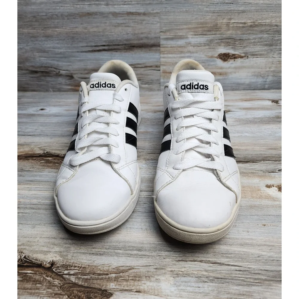 Adidas Neo Baseline White Black Leather Sneakers AW4409 Mens 8